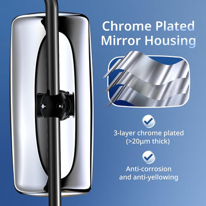 Freightliner M2 100/106 & Columbia LH Manual Door Chrome Mirror (2004–2016) – A22 - 59615 - 006 - RoadWest Truck Parts - B0G2BH5QSX - High Soar