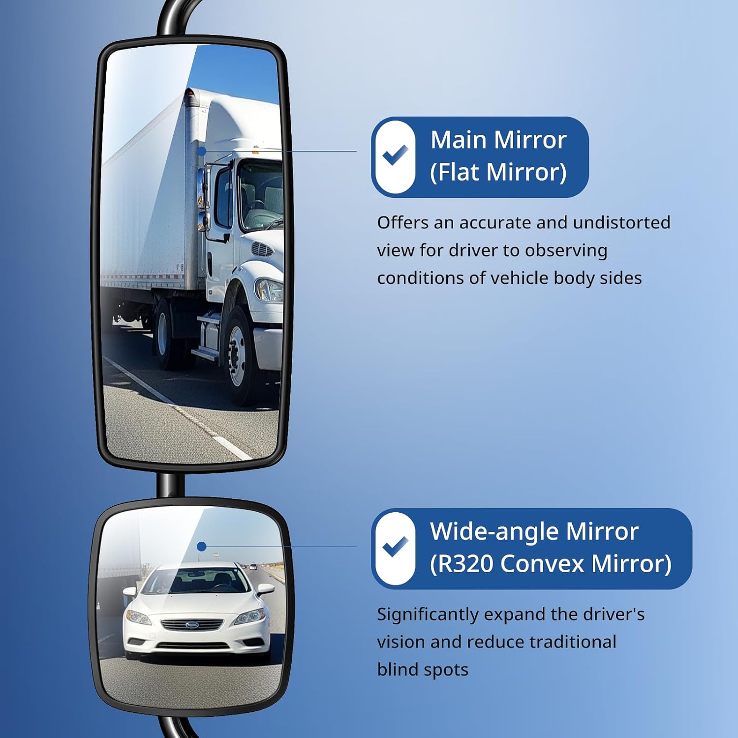 Freightliner M2 100/106 & Columbia LH Manual Door Chrome Mirror (2004–2016) – A22 - 59615 - 006 - RoadWest Truck Parts - B0G2BH5QSX - High Soar