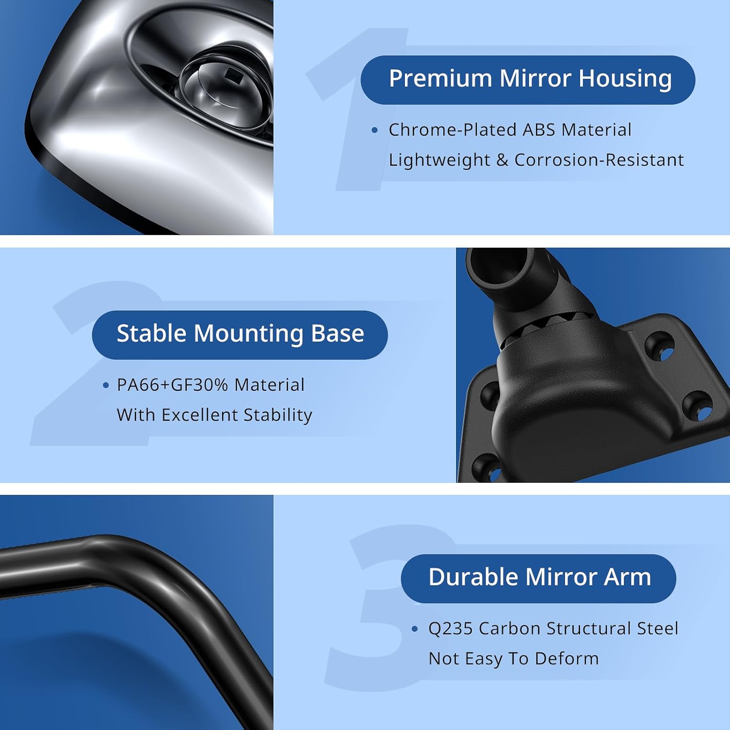 Freightliner M2 100/106 & Columbia LH Manual Door Chrome Mirror (2004–2016) – A22 - 59615 - 006 - RoadWest Truck Parts - B0G2BH5QSX - High Soar