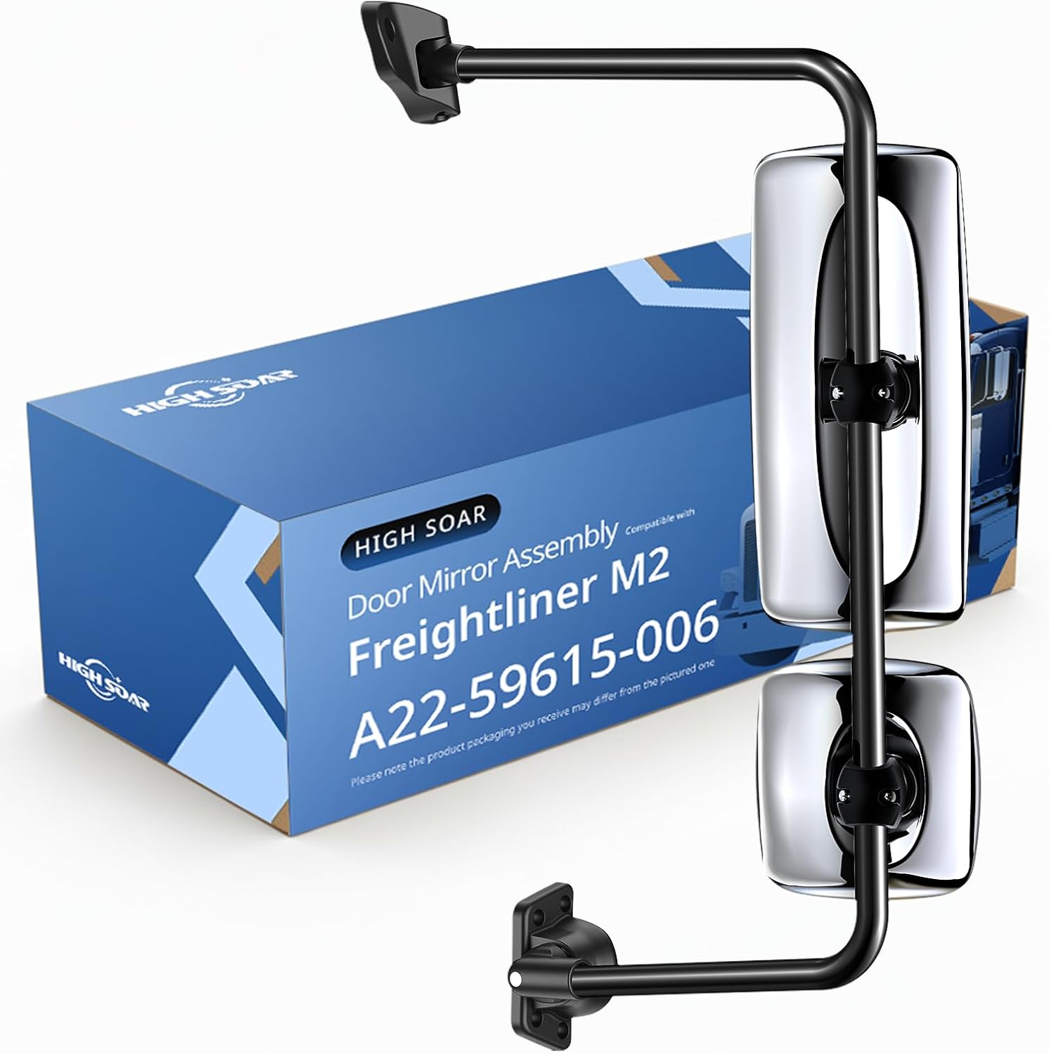Freightliner M2 100/106 & Columbia LH Manual Door Chrome Mirror (2004–2016) – A22 - 59615 - 006 - RoadWest Truck Parts - B0G2BH5QSX - High Soar