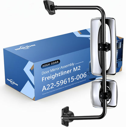 Freightliner M2 100/106 & Columbia LH Manual Door Chrome Mirror (2004–2016) – A22 - 59615 - 006 - RoadWest Truck Parts - B0G2BH5QSX - High Soar