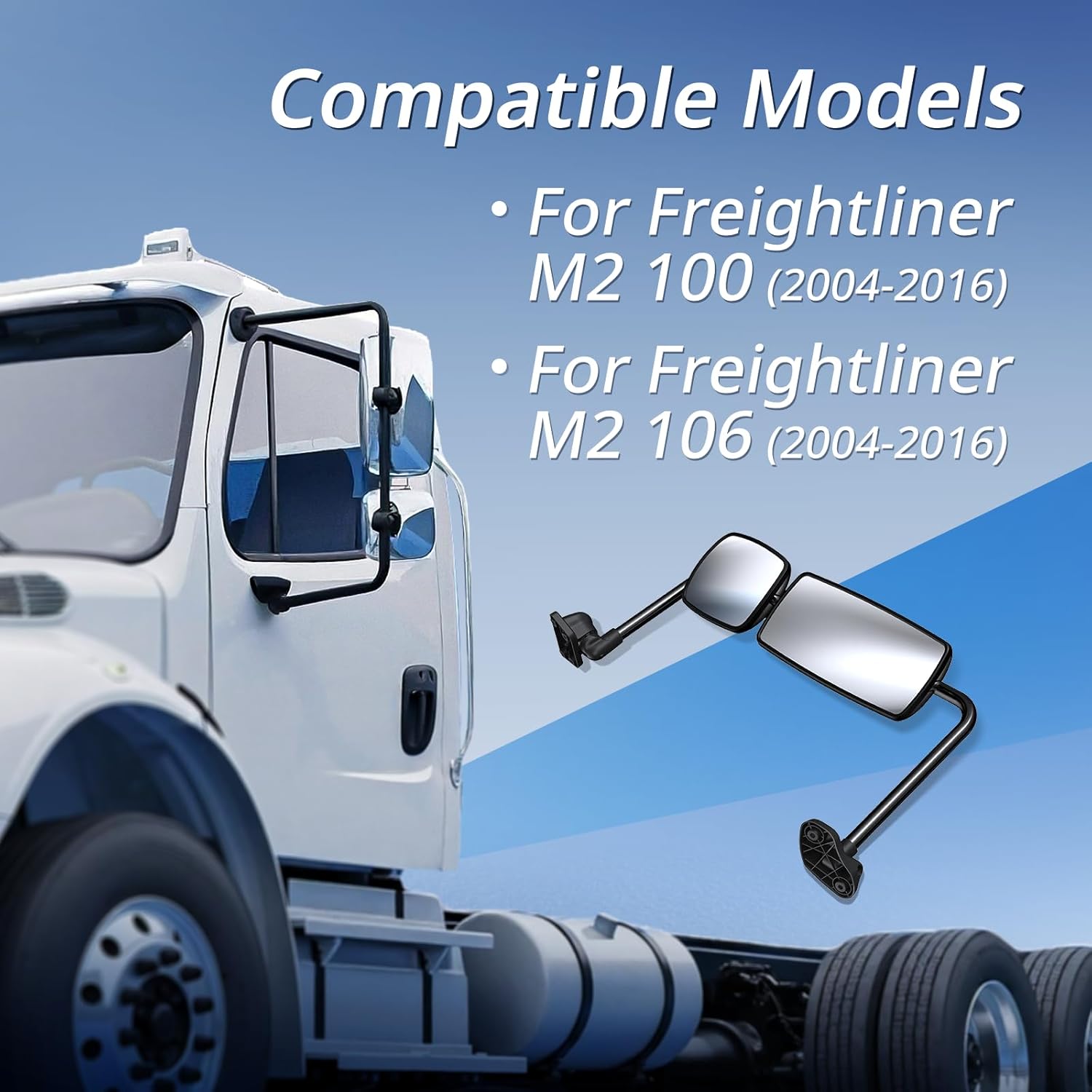 Freightliner M2 100/106 & Columbia LH Manual Door Chrome Mirror (2004–2016) – A22 - 59615 - 006 - RoadWest Truck Parts - B0G2BH5QSX - High Soar