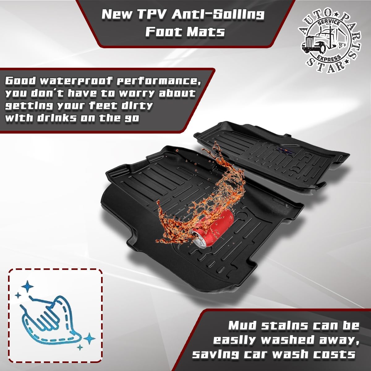 Freightliner M2 106/112 Floor Mats (2003–2021) – All - Weather TPV, Front Set - RoadWest Truck Parts - B0FW4WHW6F - High Soar