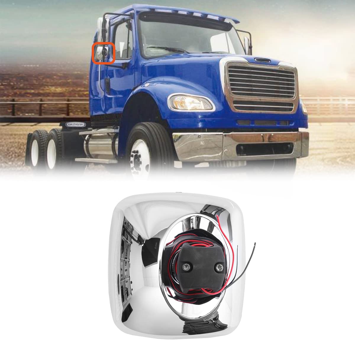 Freightliner M2 Wide - Angle Lower Door Mirror (2004–2016) – Low Profile Convex (Left/Right) - RoadWest Truck Parts - B09YPZ966J - High Soar