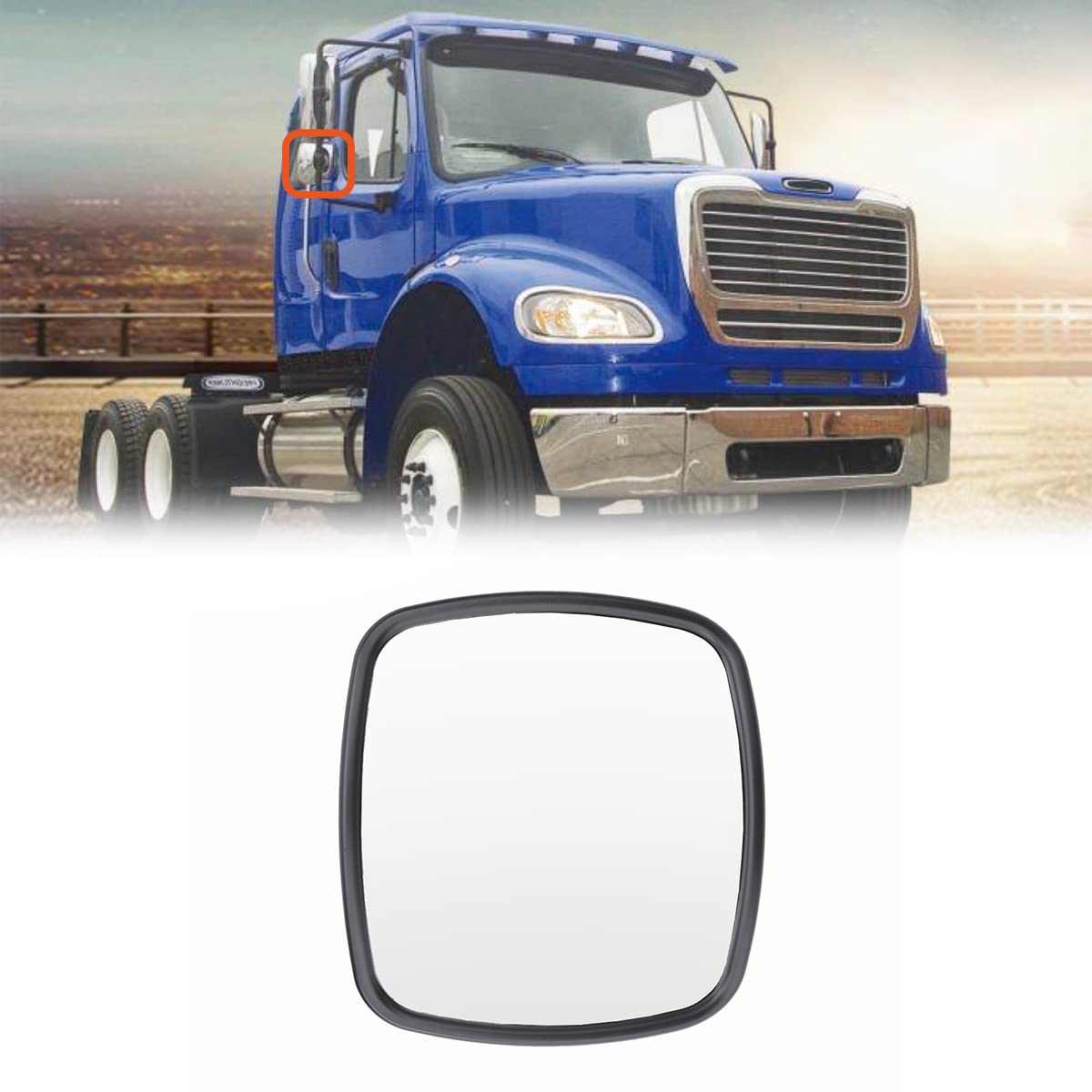 Freightliner M2 Wide - Angle Lower Door Mirror (2004–2016) – Low Profile Convex (Left/Right) - RoadWest Truck Parts - B09YPZ966J - High Soar