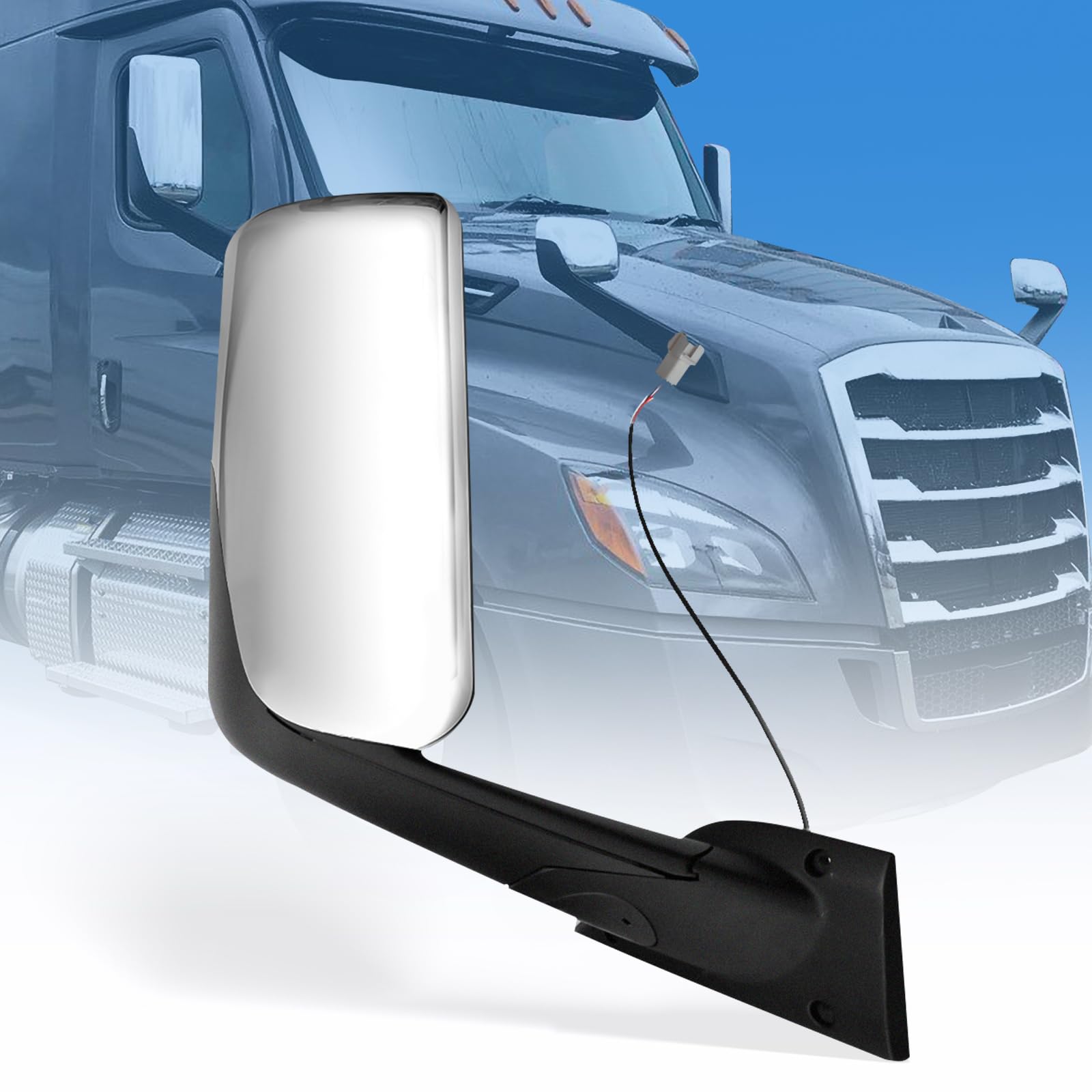 Freightliner New Cascadia Chrome/Heated Hood Mirrors Pair – Convex, Black (2018–2023) (Driver & Passenger) - RoadWest Truck Parts - B0DC6B9WY1 - High Soar