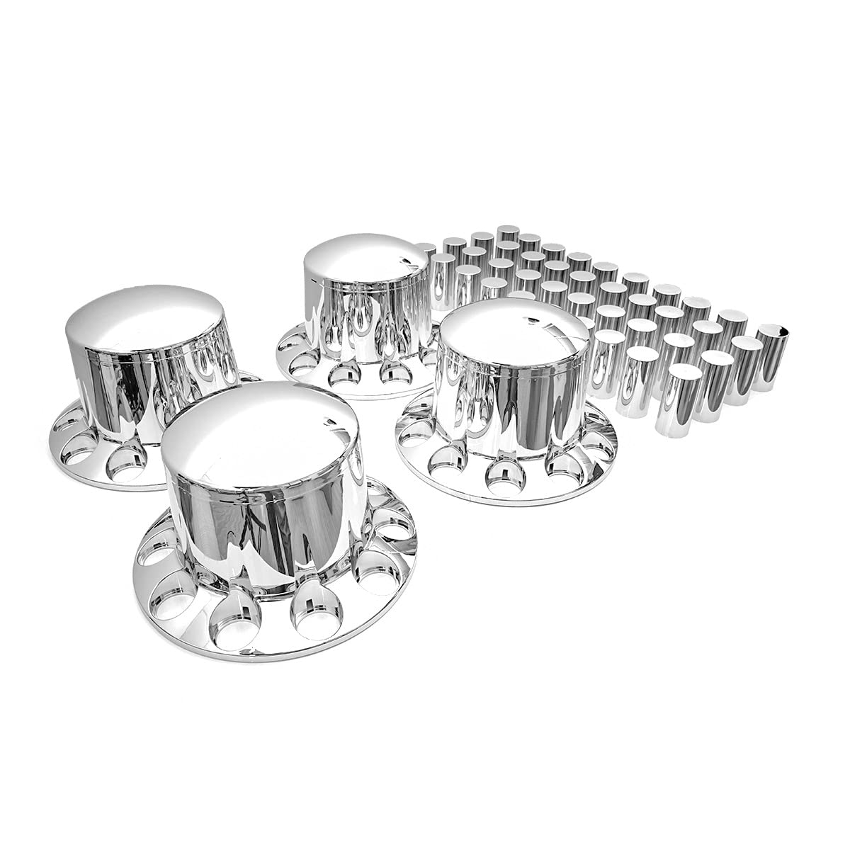 High Soar 33mm Chrome Lug Nut Covers for Semi Trucks – Front Axle Set (Screw‑on ABS) - RoadWest Truck Parts