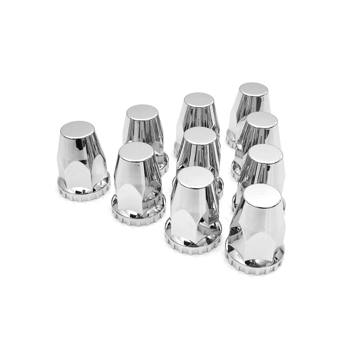 High Soar 33mm Chrome Lug Nut Covers, Thread-On ABS Wheel Axle Nut Caps for Semi Trucks, Cylinder Style Hubcap Accessories, 10 Pack - RoadWest Truck Parts