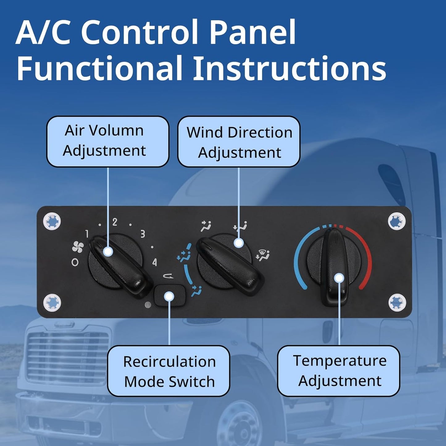 HVAC A/C Control Panel 599 - 008 for Freightliner M2 (Replaces A22 - 57054 - 001) - RoadWest Truck Parts - B0GCJ6MZHB - High Soar