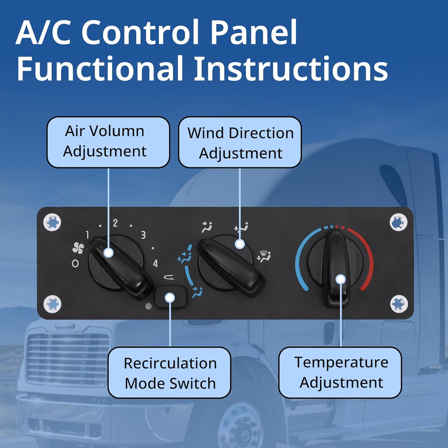 HVAC A/C Control Panel 599 - 008 for Freightliner M2 (Replaces A22 - 57054 - 001) - RoadWest Truck Parts - B0GCJ6MZHB - High Soar