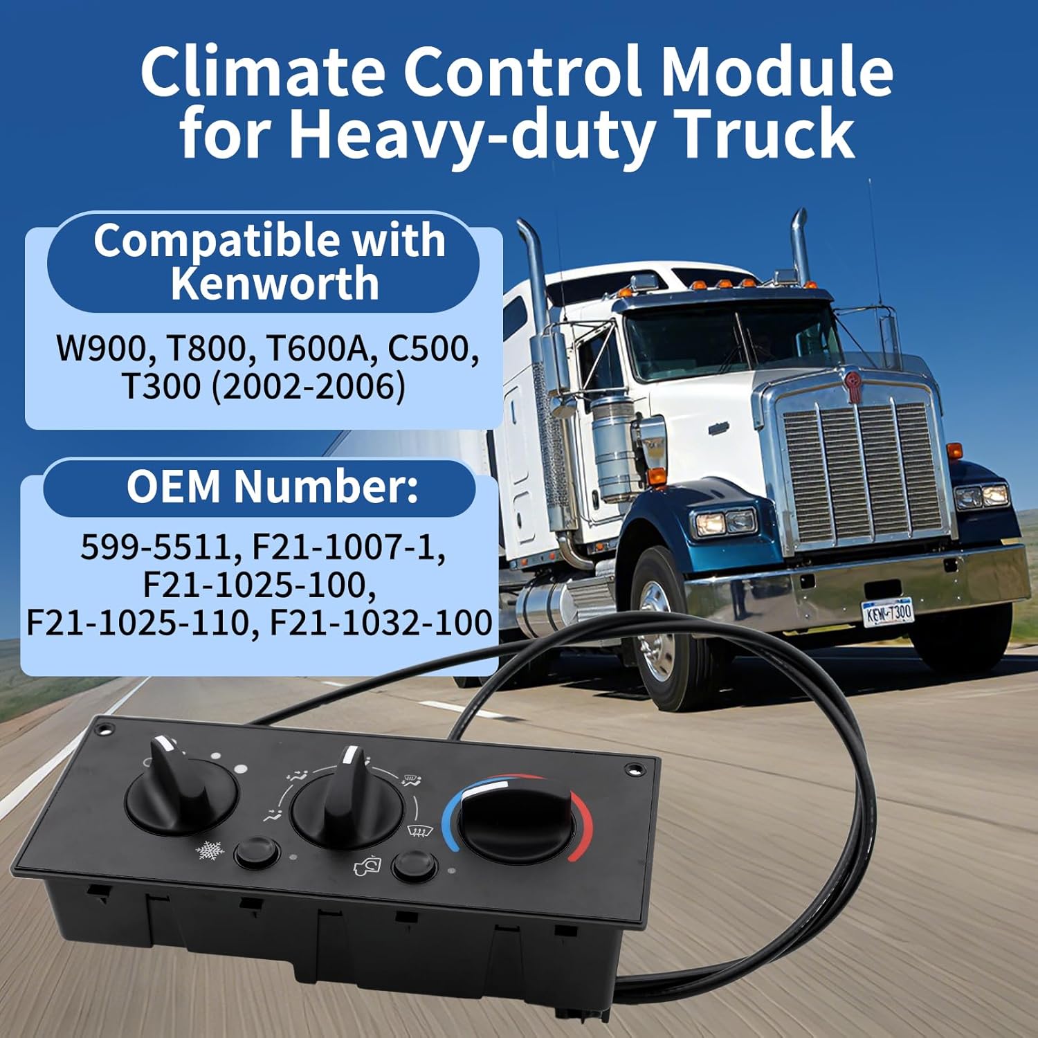 HVAC A/C Control Panel 599 - 5511 for Kenworth W900/T800 (2002–2006) - RoadWest Truck Parts - B0GCG7Q7YZ - High Soar