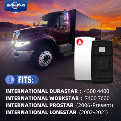International 4300–7600 / ProStar / DuraStar / WorkStar Heated Upper Mirror Glass – Main Door Mirror - RoadWest Truck Parts - B09LLRMKHT - High Soar