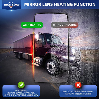 International 4300–7600 / ProStar / DuraStar / WorkStar Heated Upper Mirror Glass – Main Door Mirror - RoadWest Truck Parts - B09LLRMKHT - High Soar