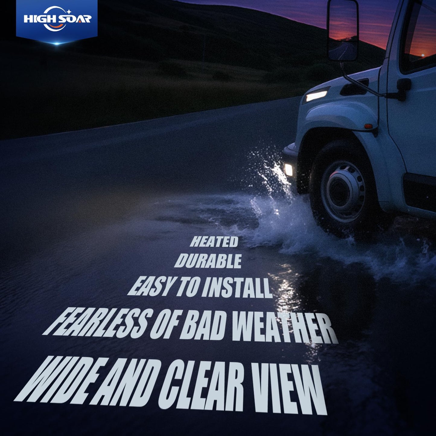 International 4300–7600 / ProStar / DuraStar / WorkStar Heated Upper Mirror Glass – Main Door Mirror - RoadWest Truck Parts - B09LLRMKHT - High Soar