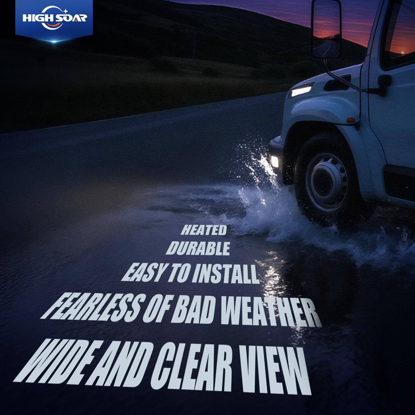 International 4300–7600 / ProStar / DuraStar / WorkStar Heated Upper Mirror Glass – Main Door Mirror - RoadWest Truck Parts - B09LLRMKHT - High Soar