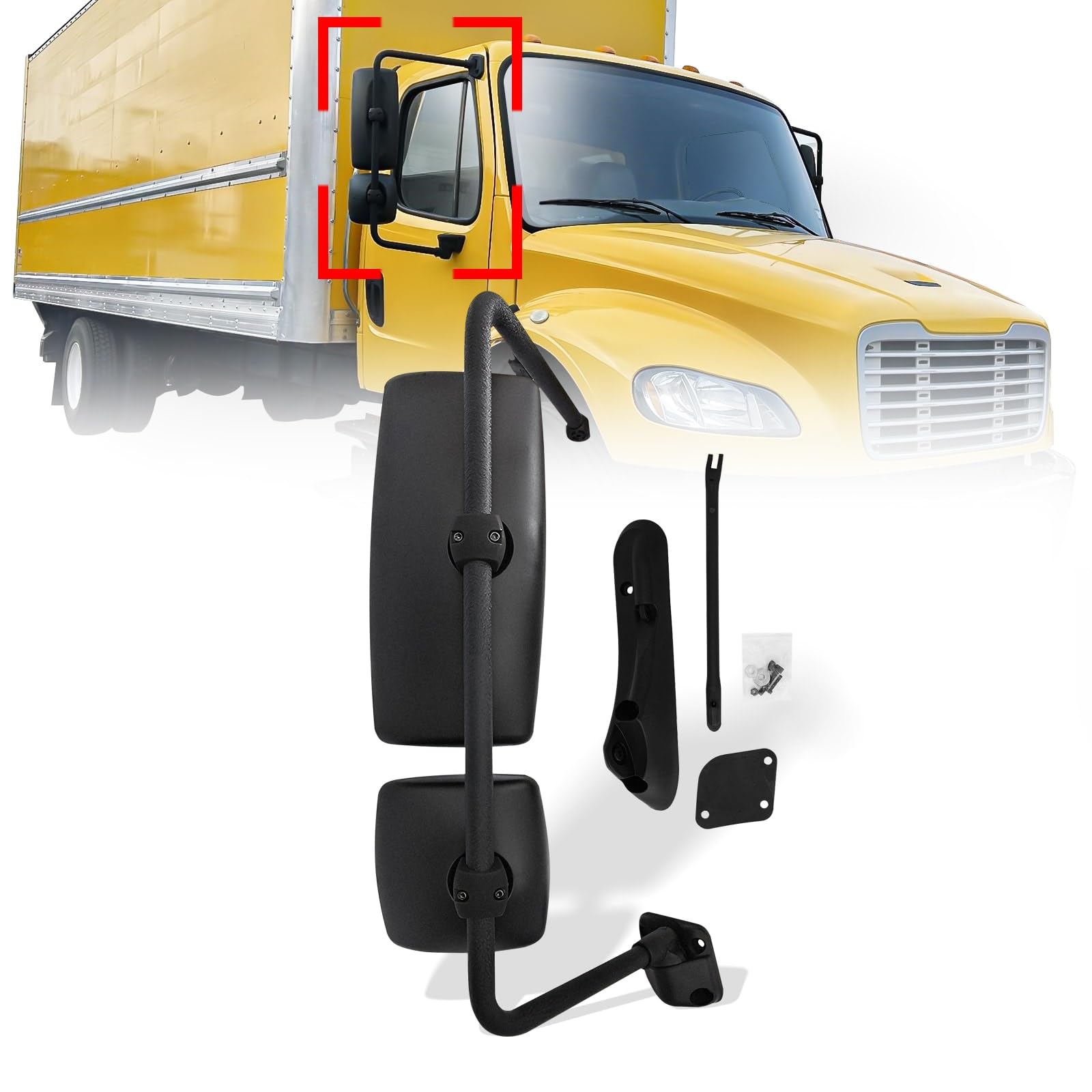 International 4300–8600 Door Mirror w/ Arm – Black / Chrome (LH Driver) - RoadWest Truck Parts - B08S7MD6M5 - High Soar
