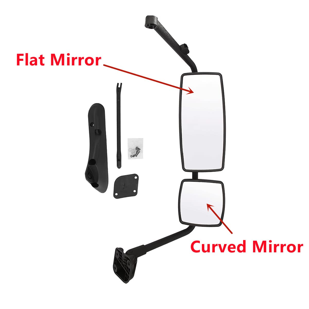 International 4300–8600 Door Mirror w/ Arm – Black / Chrome (LH Driver) - RoadWest Truck Parts - B09H5LR4X2 - High Soar