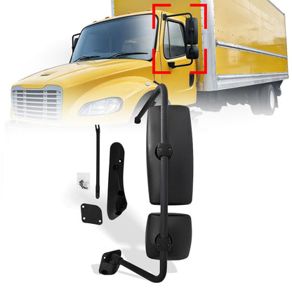 International 4300–8600 Door Mirror w/ Arm – Black / Chrome (LH Driver) - RoadWest Truck Parts - B09HKC2R4K - High Soar