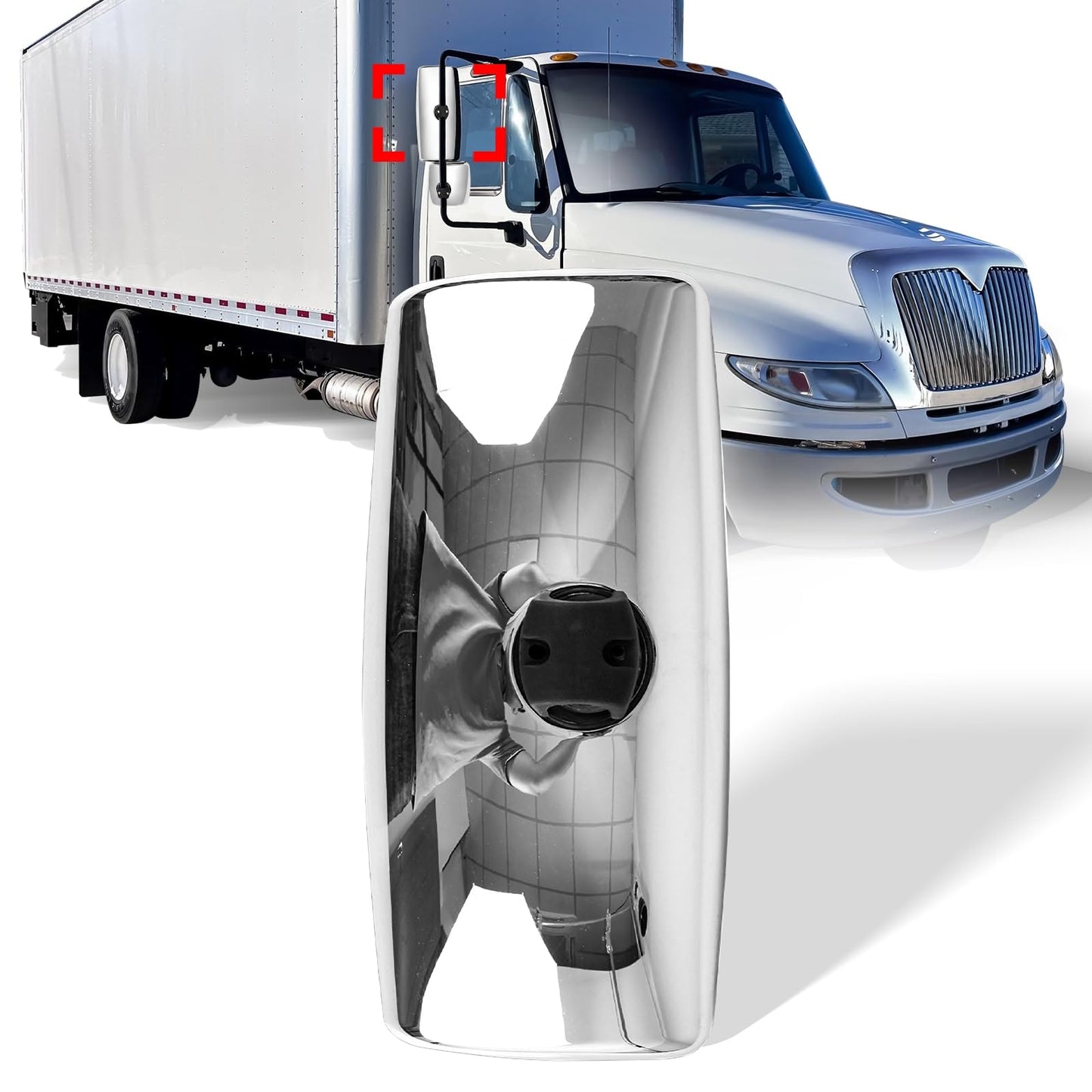 International 4300 Upper Main Door Mirror – Black / Chrome (DuraStar/WorkStar/TranStar/ProStar/LoneStar) - RoadWest Truck Parts - B09Y54P4G7 - High Soar