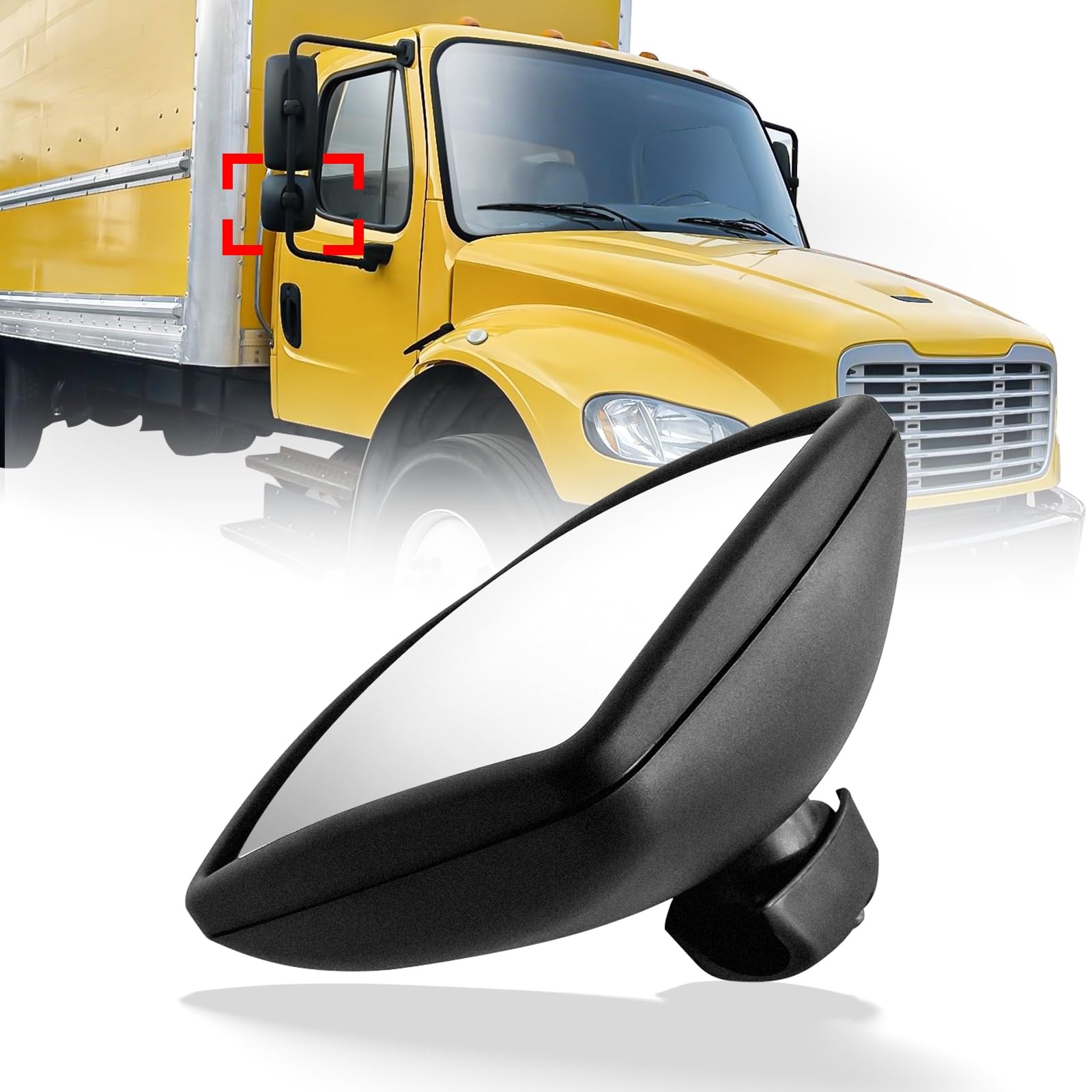 International 4300/4400/7400+ Wide - Angle Lower Mirror (Chrome/Black) - RoadWest Truck Parts - B09SHJGC33 - High Soar