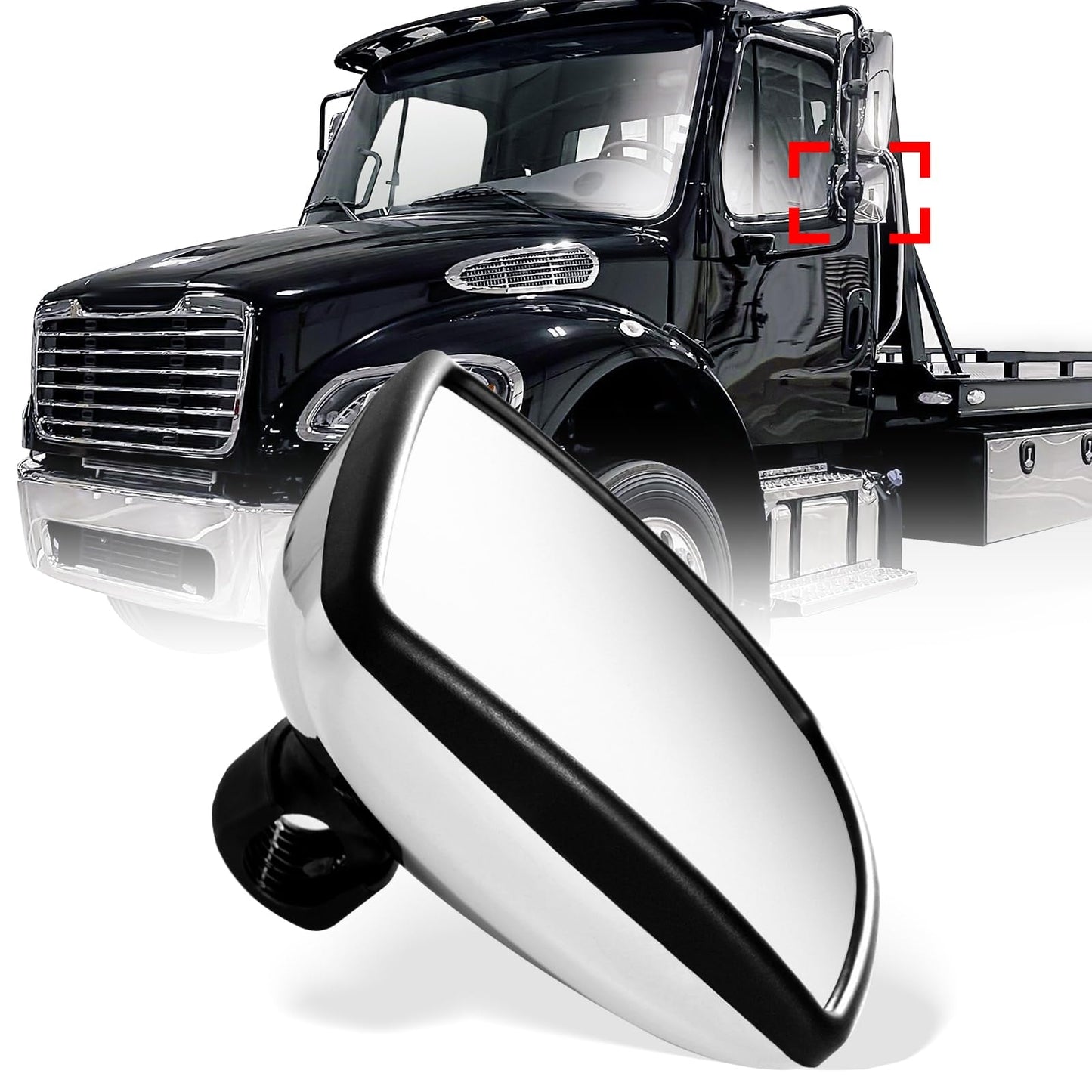 International 4300/4400/7400+ Wide - Angle Lower Mirror (Chrome/Black) - RoadWest Truck Parts - B09Y535R66 - High Soar