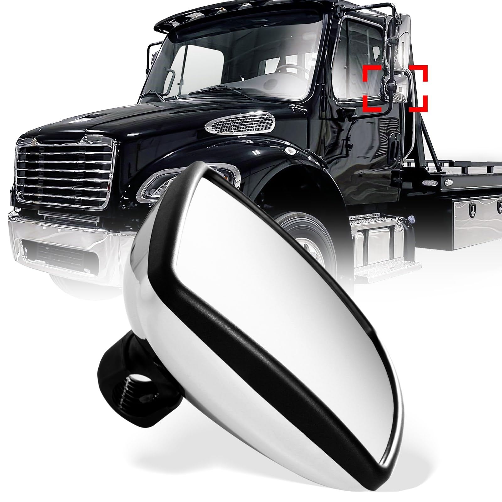 International 4300/4400/7400+ Wide - Angle Lower Mirror (Chrome/Black) - RoadWest Truck Parts - B09Y535R66 - High Soar