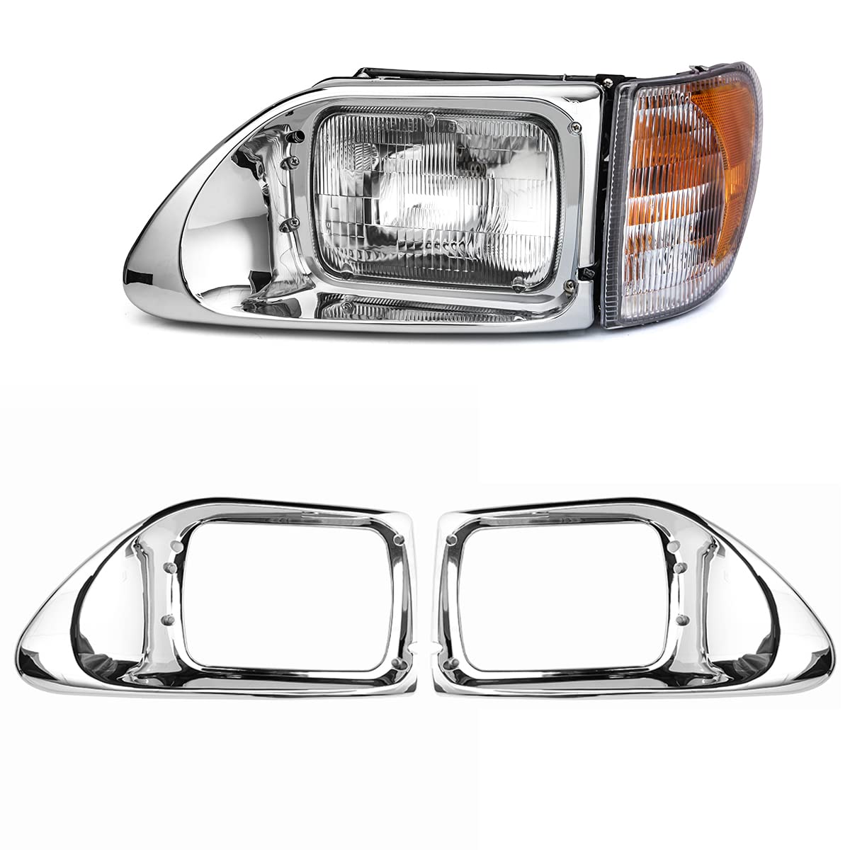 International 5900/9200/9400 Headlight Bezel Pair – Chrome (DOT Replacement) - RoadWest Truck Parts - B0CHRBYDXZ - High Soar