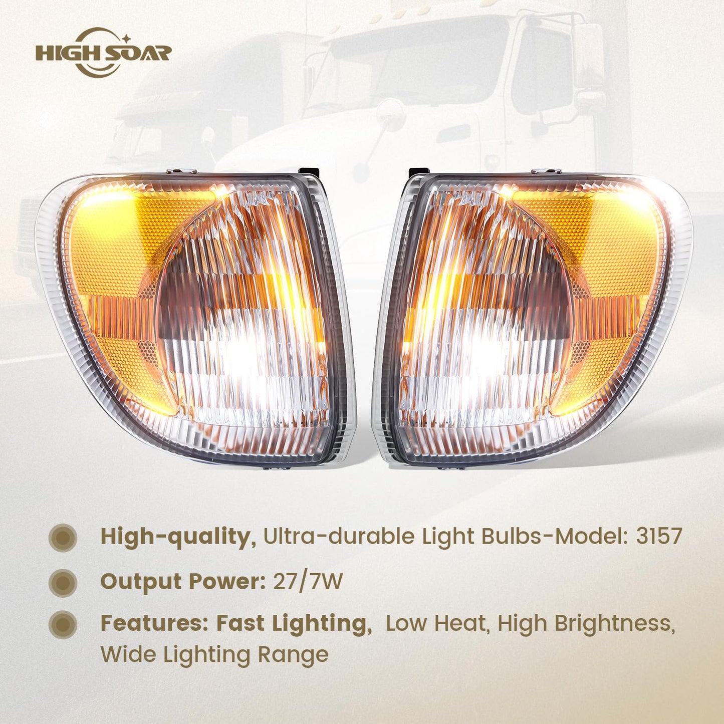 International 9200/9400/5900 Front Corner Turn Signal / Side Marker Lights Pair (LH+RH) - RoadWest Truck Parts - B09M5ZMKFR - High Soar