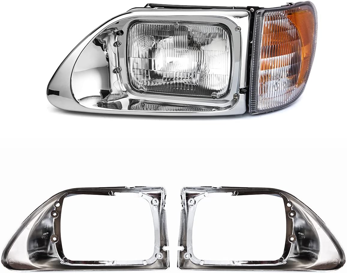 International 9200/9400/5900 Headlight Bezel Pair – Chrome (Driver & Passenger) – OE Replacement - RoadWest Truck Parts - B09YM3HZBR - High Soar