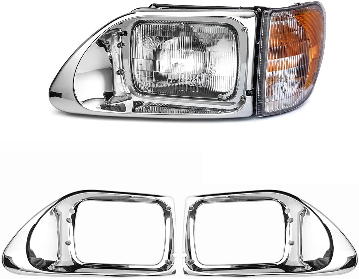 International 9200/9400/5900 Headlight Bezel Pair – Chrome (Driver & Passenger) – OE Replacement - RoadWest Truck Parts - B09YM3HZBR - High Soar