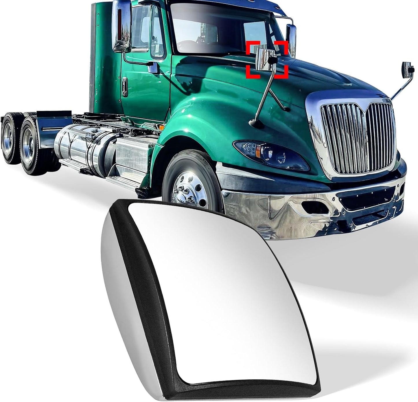 International Hood Mirror Head – Chrome Square Convex (3594843C3) - RoadWest Truck Parts - MZ-9720E - RoadWest Truck Parts