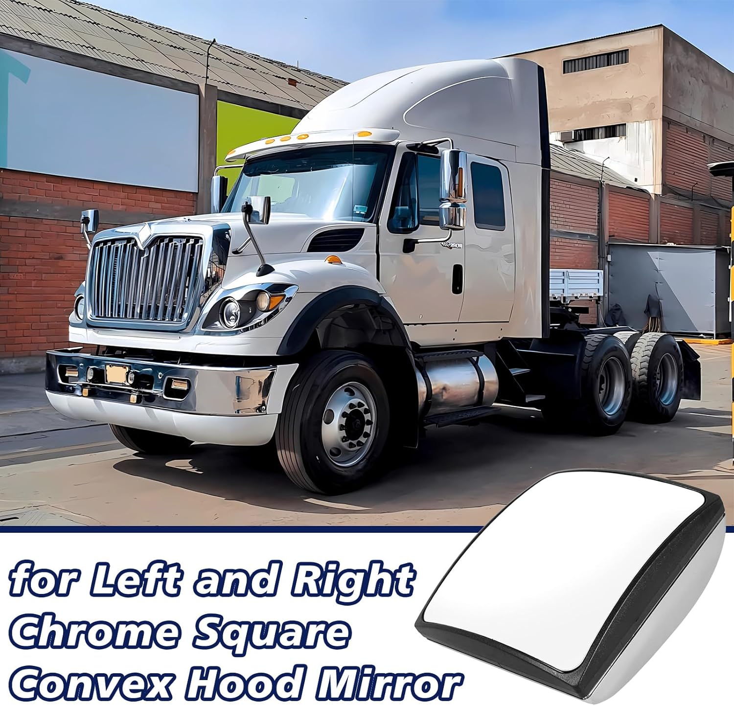 International Hood Mirror Head – Chrome Square Convex (3594843C3) - RoadWest Truck Parts - MZ-9720E - RoadWest Truck Parts