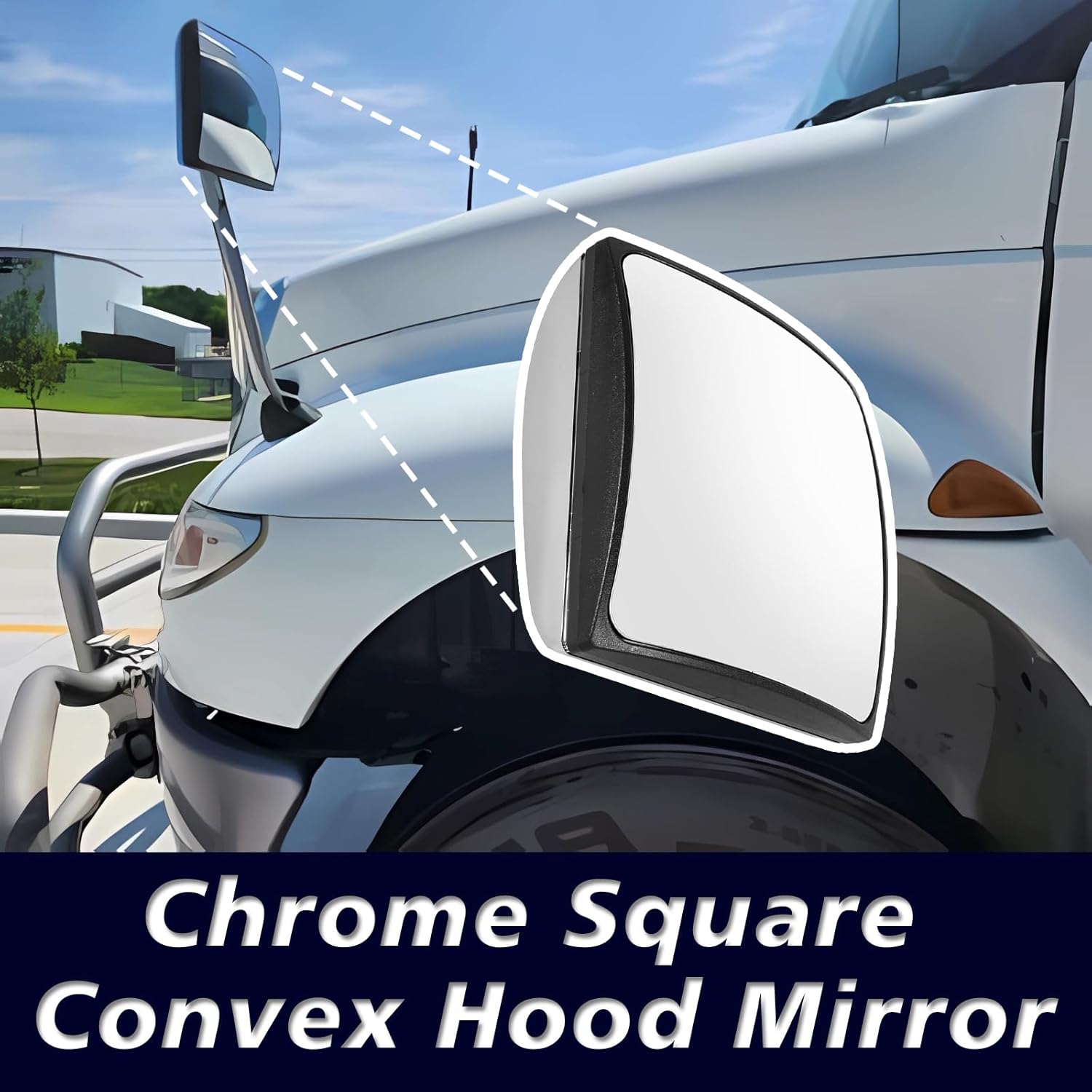 International Hood Mirror Head – Chrome Square Convex (3594843C3) - RoadWest Truck Parts - MZ-9720E - RoadWest Truck Parts