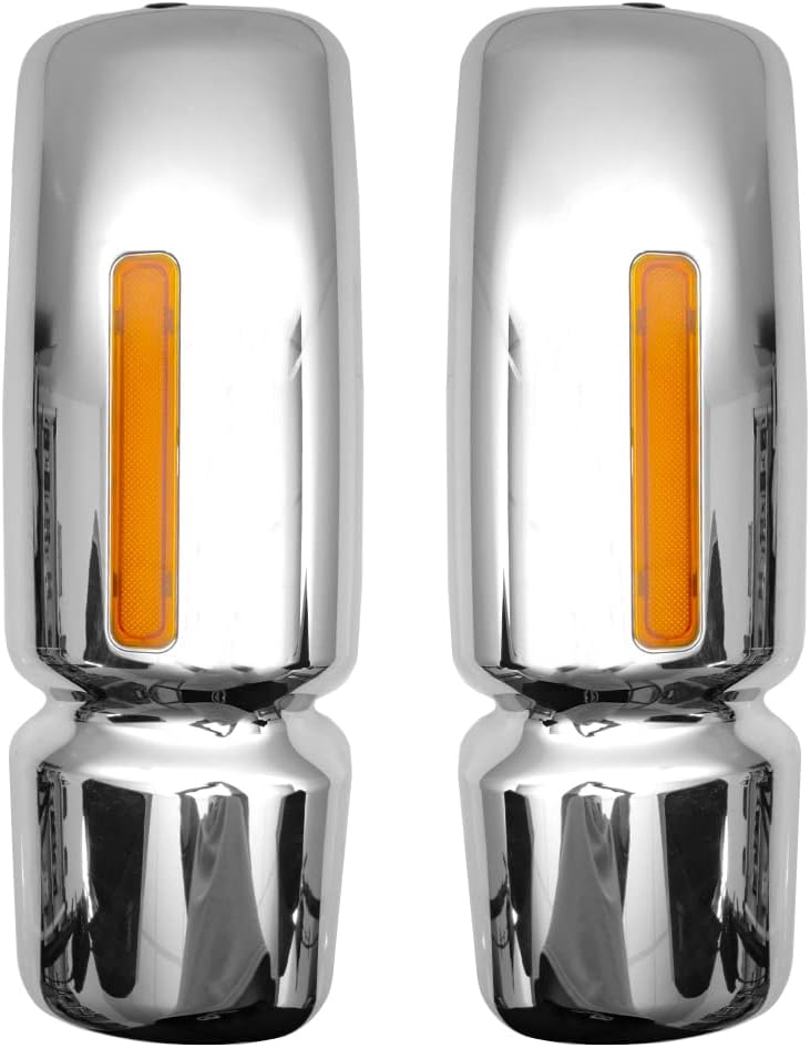 International WorkStar Mirror Covers – Chrome w/ Reflector (2002–2018) - RoadWest Truck Parts - B09WV836P1 - High Soar