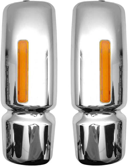 International WorkStar Mirror Covers – Chrome w/ Reflector (2002–2018) - RoadWest Truck Parts - B09WV836P1 - High Soar