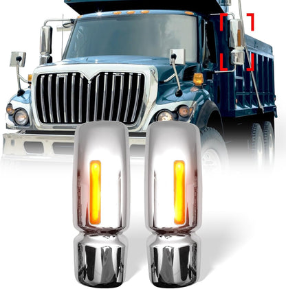 International WorkStar Mirror Covers – Chrome w/ Reflector (2002–2018) - RoadWest Truck Parts - B09WV836P1 - High Soar