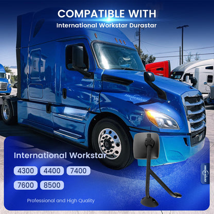 International WorkStar/DuraStar Hood Mirror Pair – Black (Fits 4300–8500 Series) - RoadWest Truck Parts - B09TZZYDS8 - High Soar