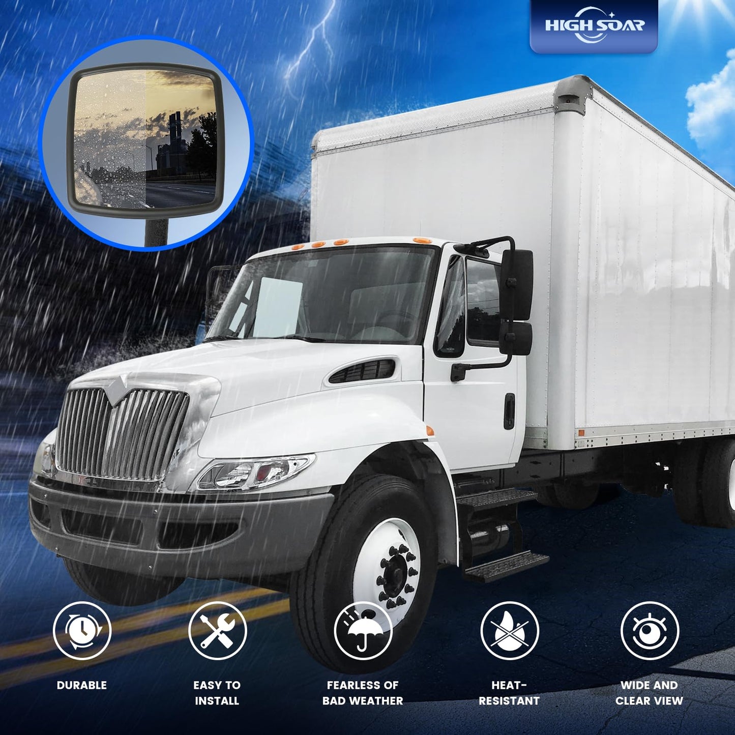 International WorkStar/DuraStar Hood Mirror Pair – Black (Fits 4300–8500 Series) - RoadWest Truck Parts - B09TZZYDS8 - High Soar