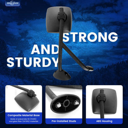 International WorkStar/DuraStar Hood Mirror Pair – Black (Fits 4300–8500 Series) - RoadWest Truck Parts - B09TZZYDS8 - High Soar