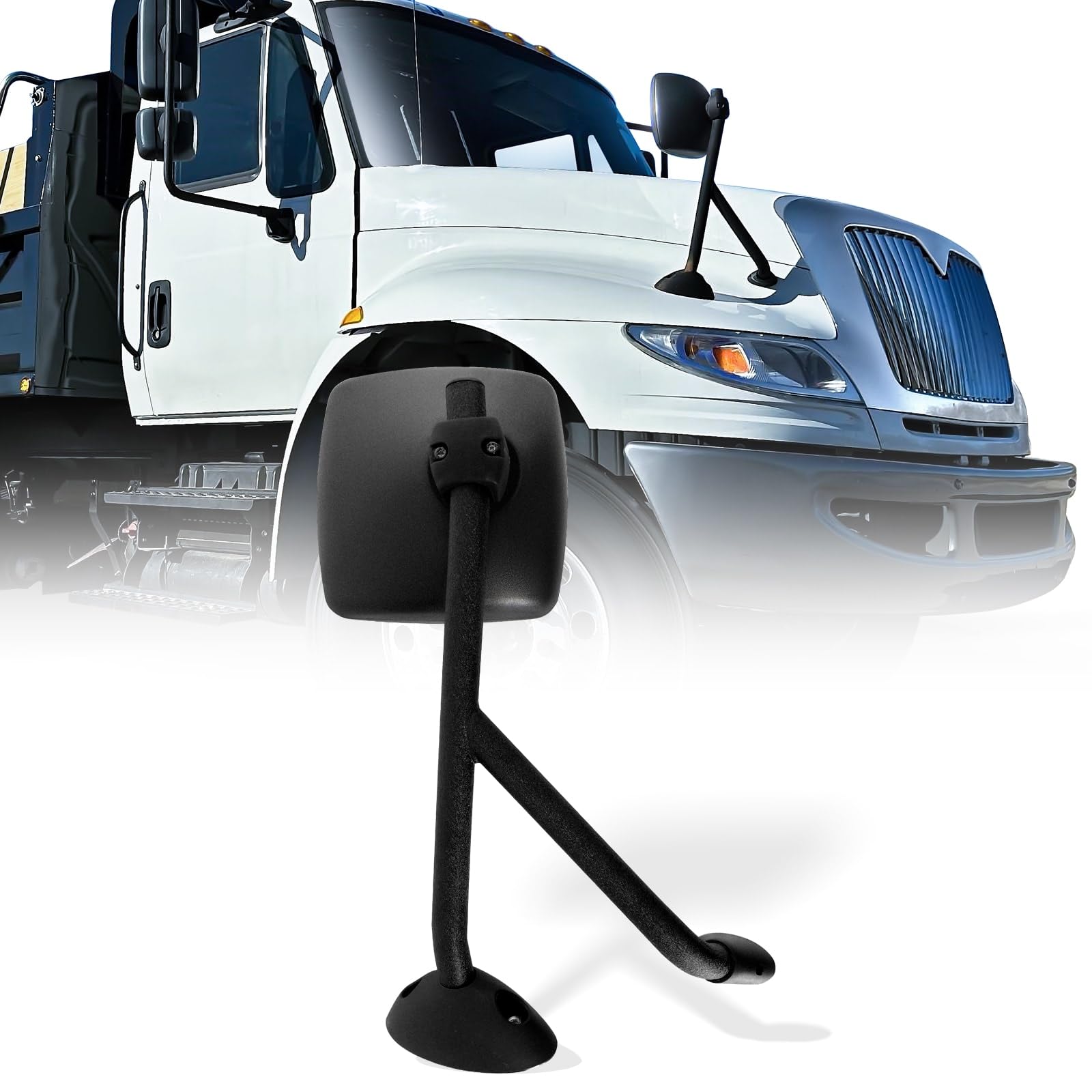 International WorkStar/DuraStar Hood Mirror Pair – Black (Fits 4300–8500 Series) - RoadWest Truck Parts - B09TZZYDS8 - High Soar