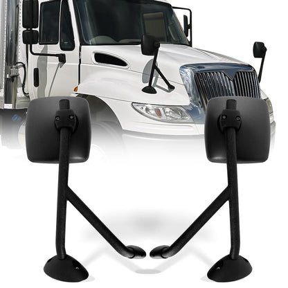International WorkStar/DuraStar Hood Mirror Pair – Black (Fits 4300–8500 Series) - RoadWest Truck Parts - B0BJD96QJS - High Soar