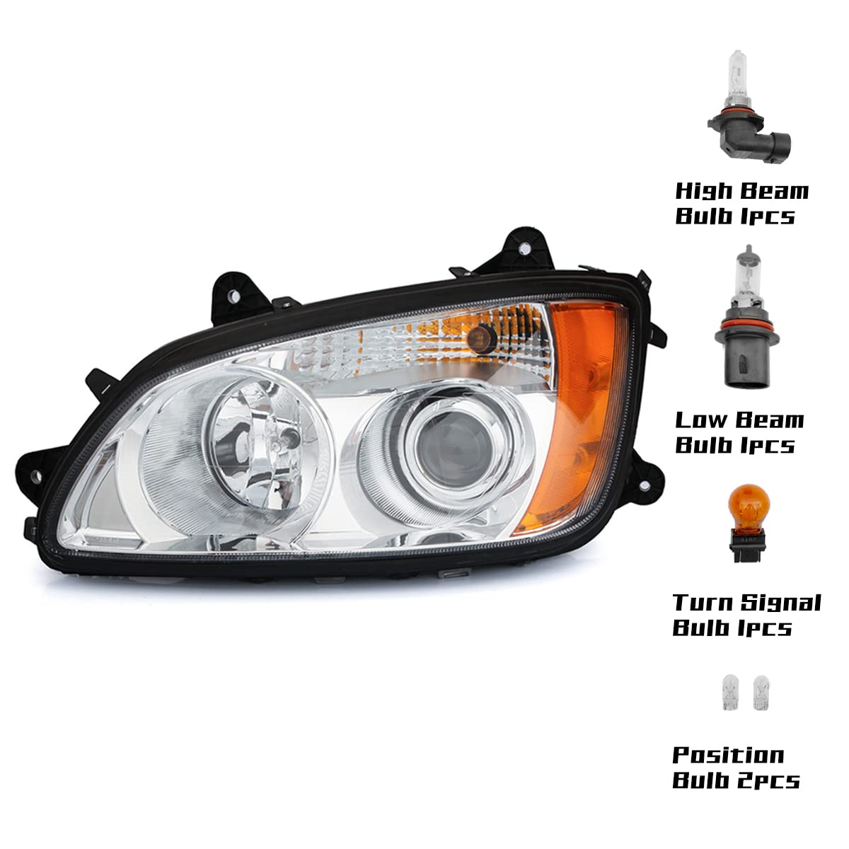 Kenworth T170–T700 LED Projector Headlights Pair (2008–2016) – DOT Approved - RoadWest Truck Parts - B08DXVZGM7 - High Soar