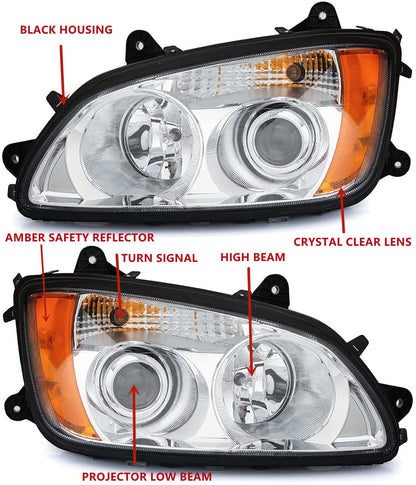 Kenworth T170–T700 LED Projector Headlights Pair (2008–2016) – DOT Approved - RoadWest Truck Parts - B08DXVZGM7 - High Soar