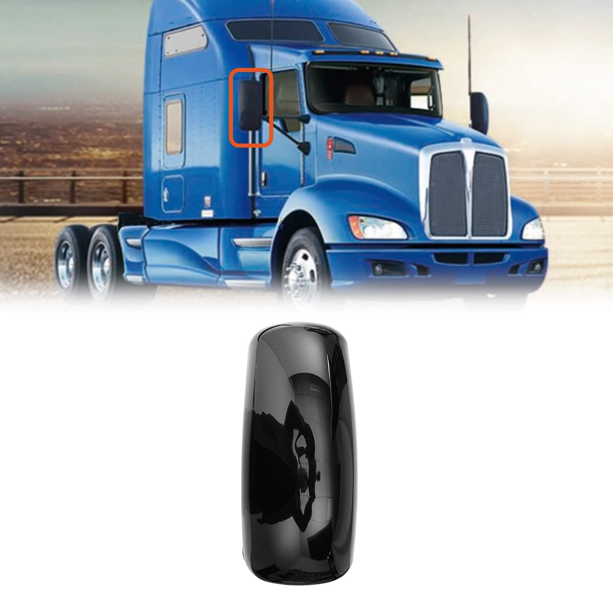 Kenworth T170–T800 Door Mirror – Heated, Black/Chrome - RoadWest Truck Parts - B09SPF6L9D - High Soar