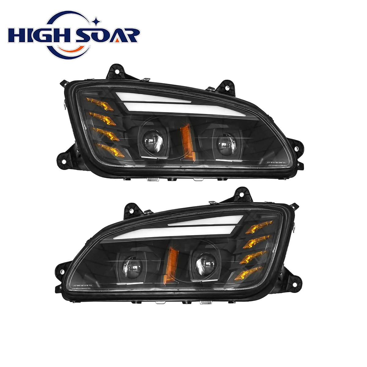 Kenworth T170–T800 LED Headlights Pair (2008–2016) - RoadWest Truck Parts - B0BTBF5P6B - High Soar
