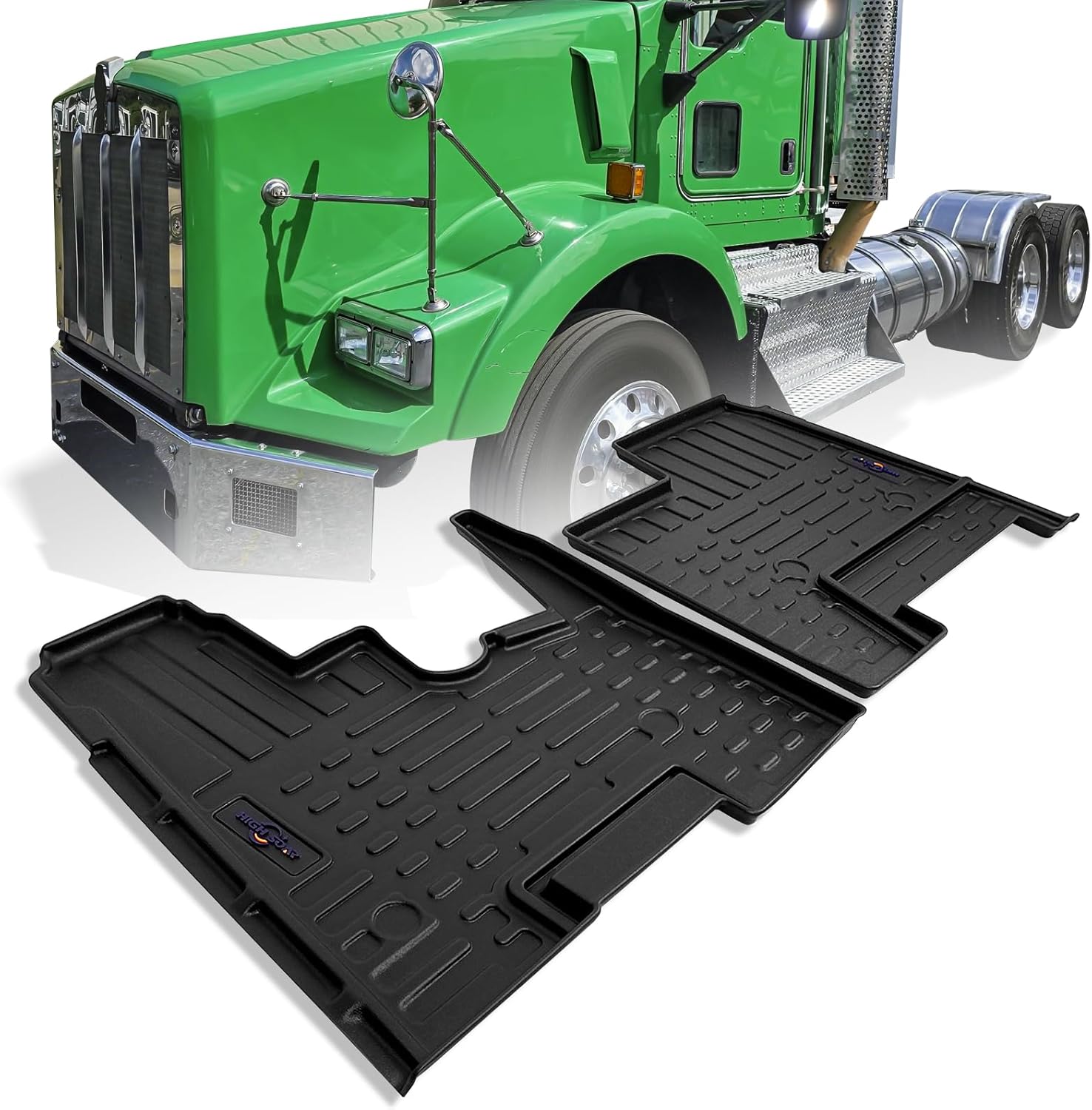 Kenworth T600/T800 & W900 Floor Mats – Custom Fit TPV (2002–2006) (Automatic Cabs) - RoadWest Truck Parts - MZ-64305U - High Soar