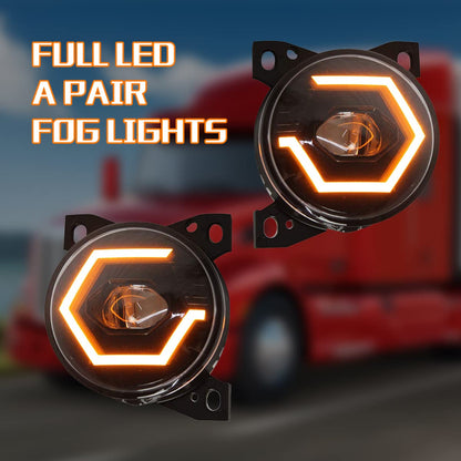 Kenworth T660 Front Fog Light Pair w/ Bulbs (2008–2015) – Waterproof - RoadWest Truck Parts - B08TLJV9FF - High Soar