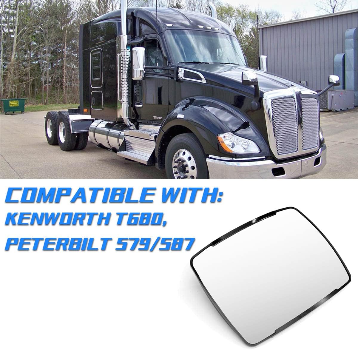 Kenworth T680 Hood Mirror Glass – Convex R320 Wide - Angle (Front) (Left/Right) - RoadWest Truck Parts - B09WQPNNKK - High Soar