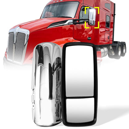 Kenworth T680/T880 Door Mirror w/ Arm – Heated Power, Defrost, Motorized (Chrome/Black) - RoadWest Truck Parts - B09LTNFL9Y - High Soar