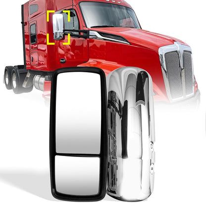 Kenworth T680/T880 Door Mirror w/ Arm – Heated Power, Defrost, Motorized (Chrome/Black) - RoadWest Truck Parts - B09LTPBHG4 - High Soar